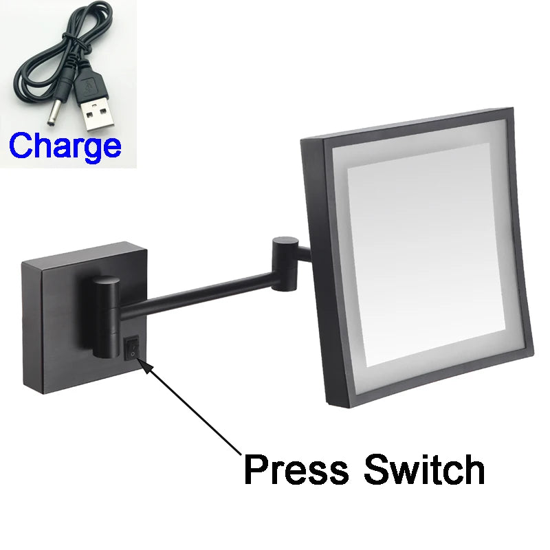 Square Touch Bathroom Mirror Wall Mounted Lighted Bathroom