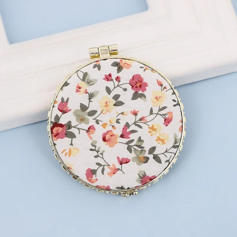 Vintage Foldable Makeup Mirror Mini Heart Round Makeup