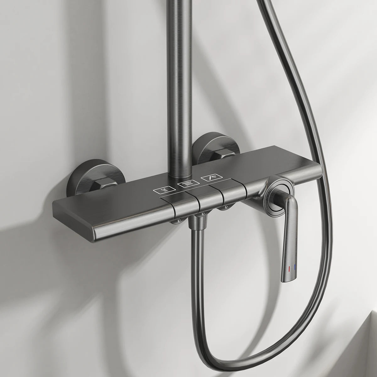 Brushed Rose Gold Bathroom Shower System Faucet 12