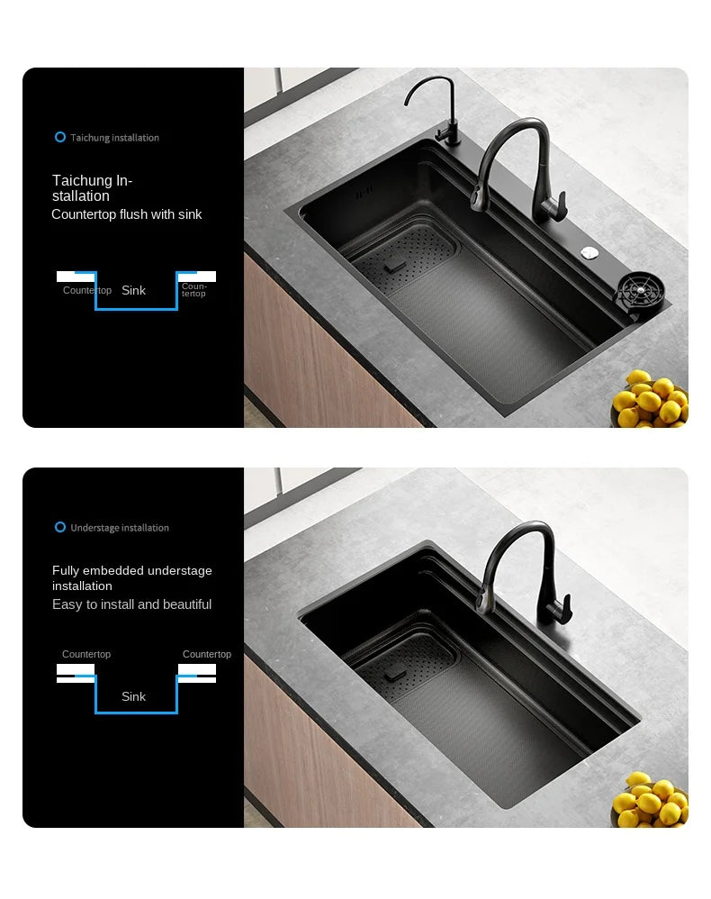 304 Stainless Steel Sink Black Large Slot Wash