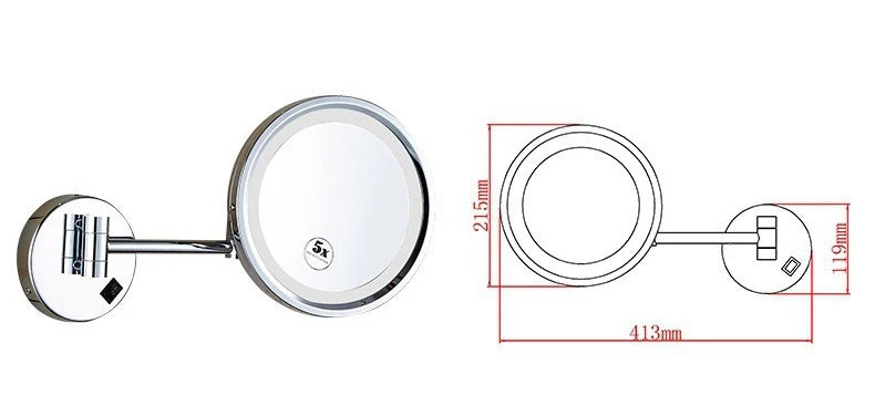 Rechargeable Led Folding Bathroom Makeup Mirror Wall Mounted