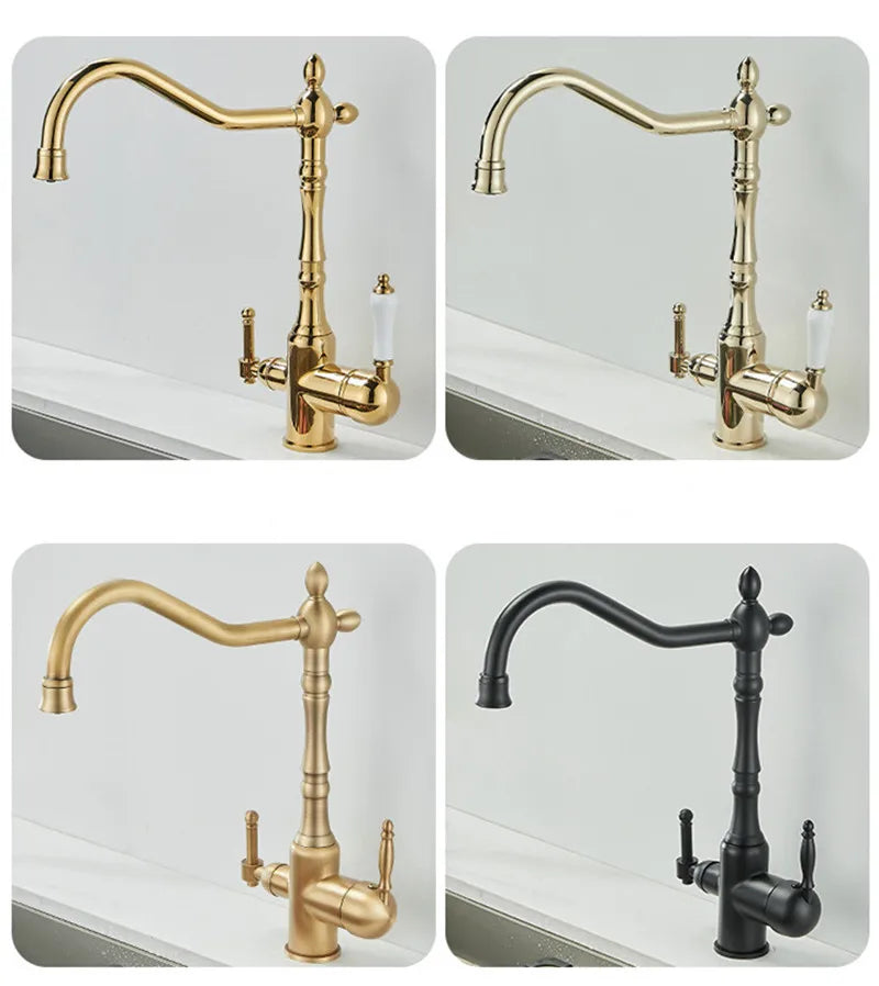 Antique Waterfilter Tap Faucet Gold Mixer Drinking Purify