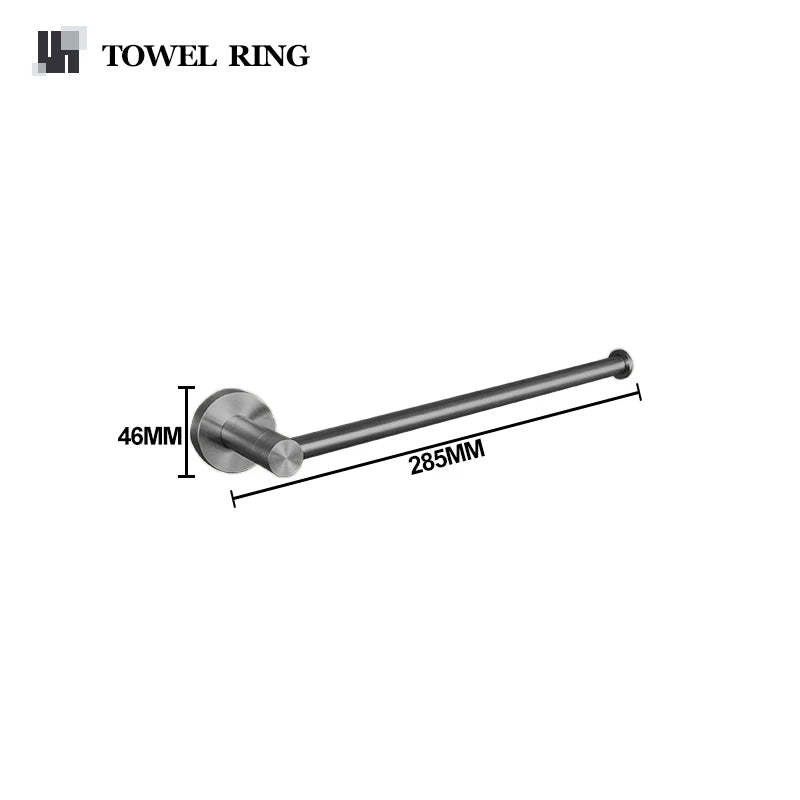 Grey Bathroom Hardware Kit Stainless Steel Round Wall