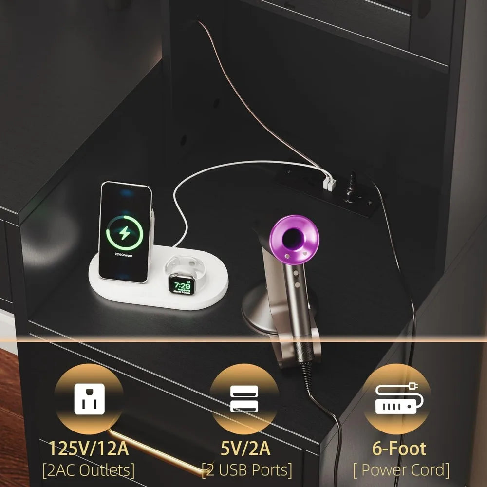Vanity Desk Mirror Lights Charging Station 58 3in