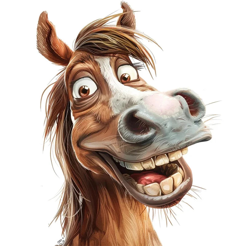 Fun Donkey Horse Cartoon Sticker Water-Proof & Uv-Resistant