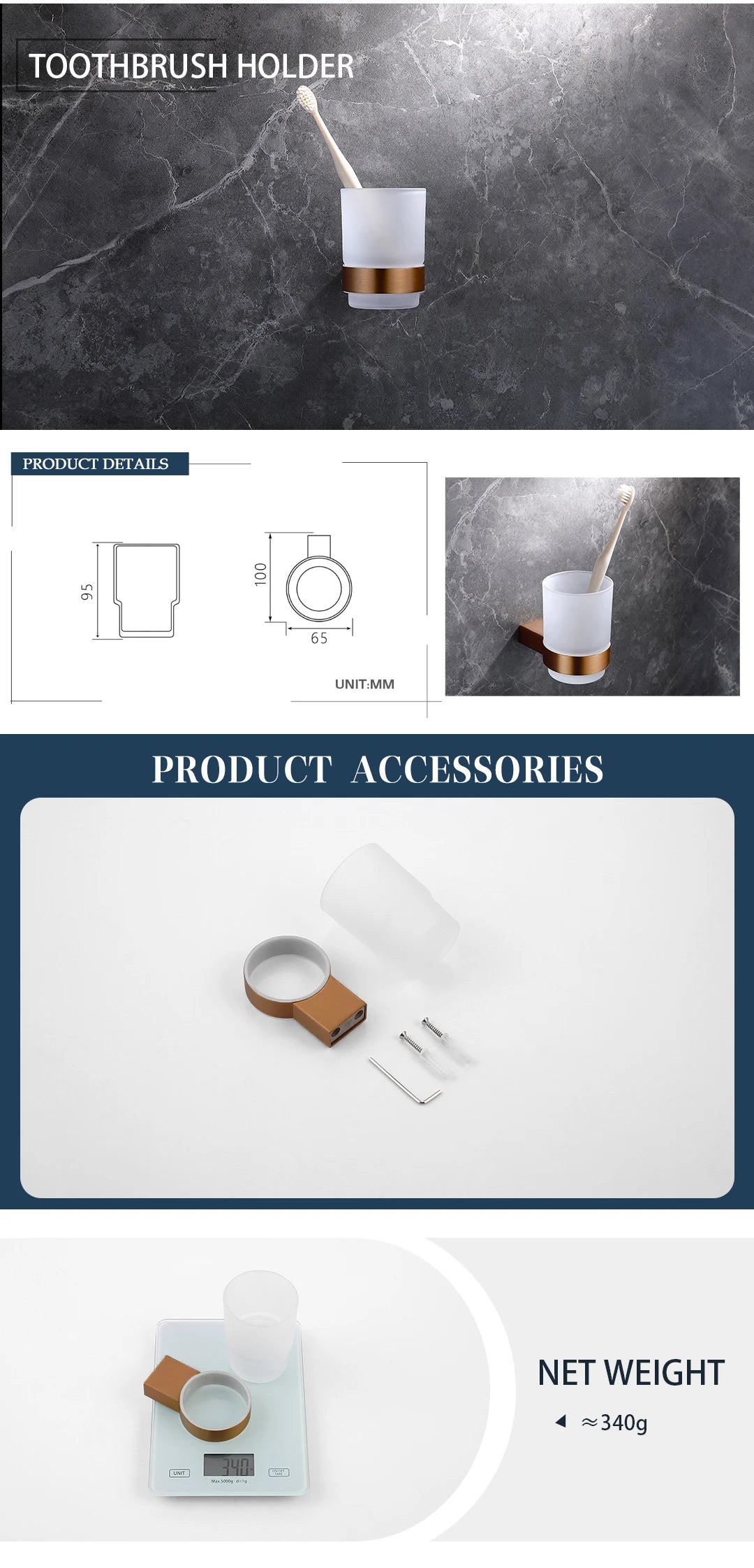 Brushed Rose Gold Toilet Paper Holder Towel Bar