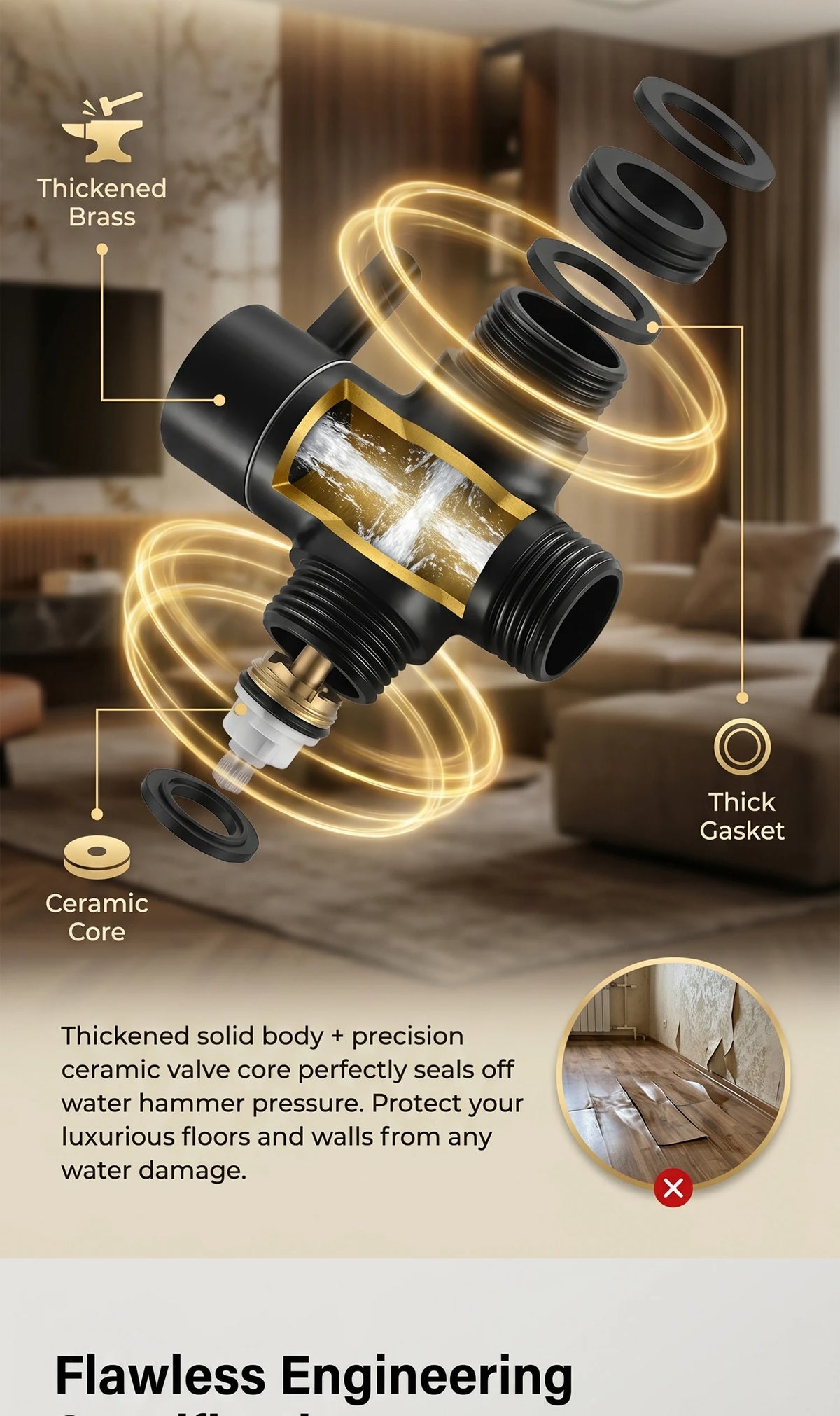 Solid Brass Shower Faucet Diverter Valve Two Way