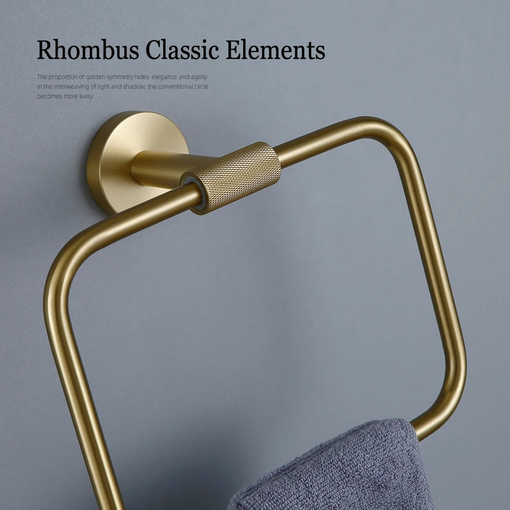 Gold Bathroom Towel Bar Bath Robe Hook Brass