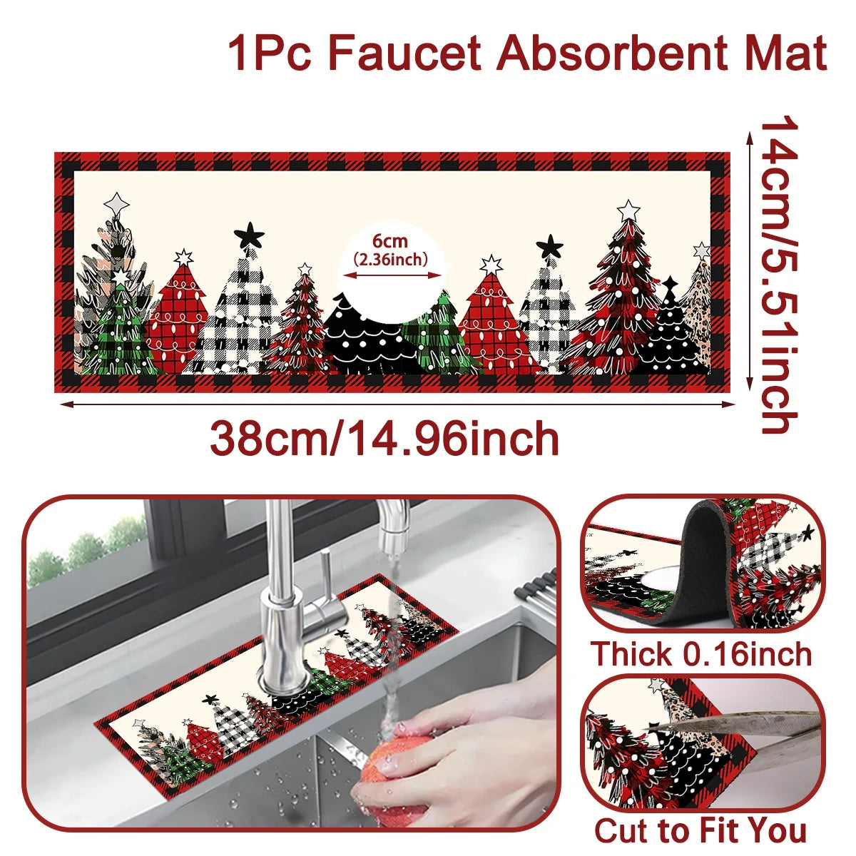 Christmas Absorbent Mat Bathroom Sink Faucet Mats Non