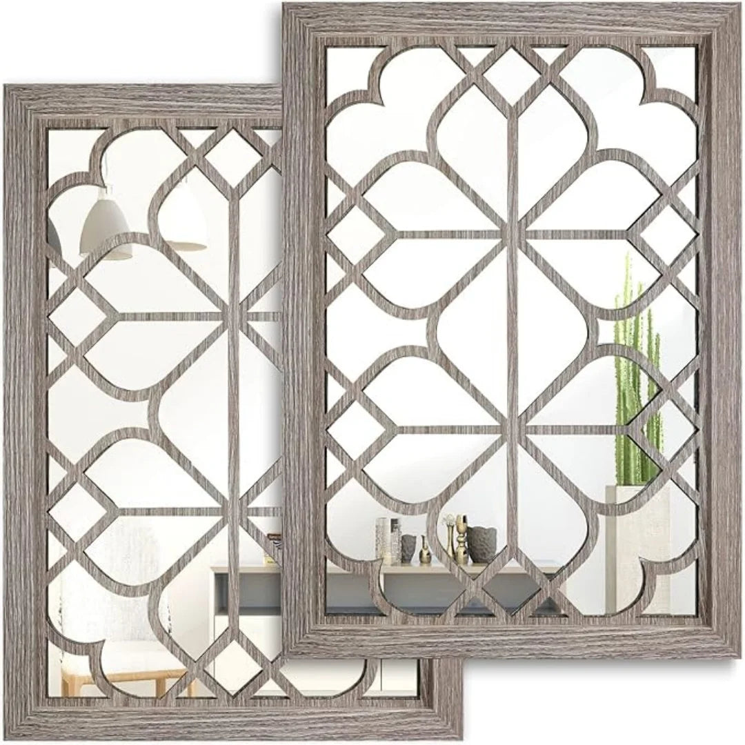 2d Retro 2pcs Wooden Acrylic Rectangular Square Wall