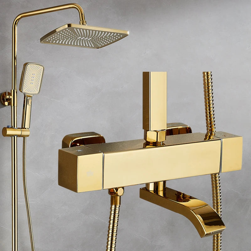 White Thermostatic Bathroom Shower 12 Inch Square Rain