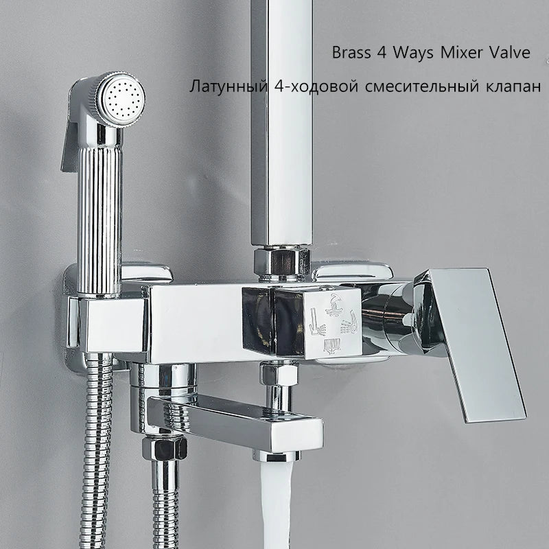 3/4-Way Shower Faucet Rainfall Shower Cold Water Mixer