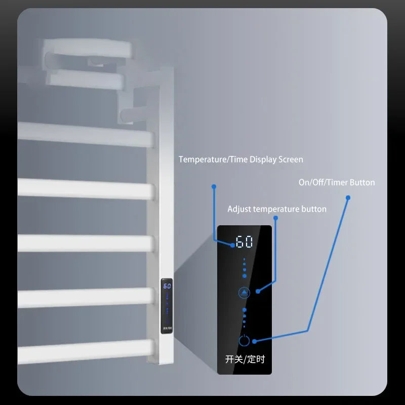 Carbon Fiber Intelligent Electric Towel Rack Bathroom Digital