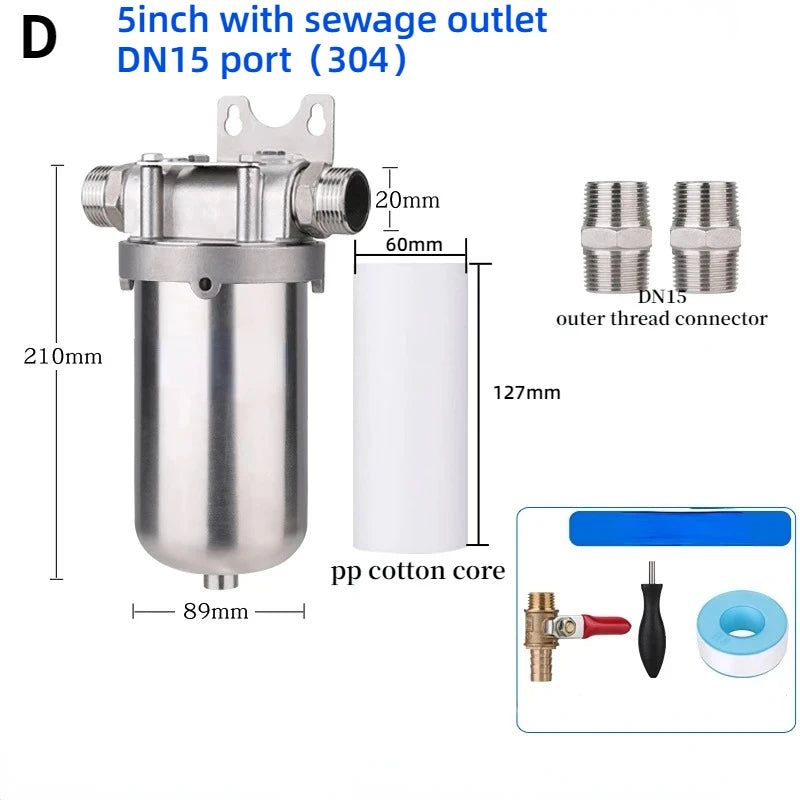 1pc 304/316 Stainless Steel Prefiler Water Filter Industrial