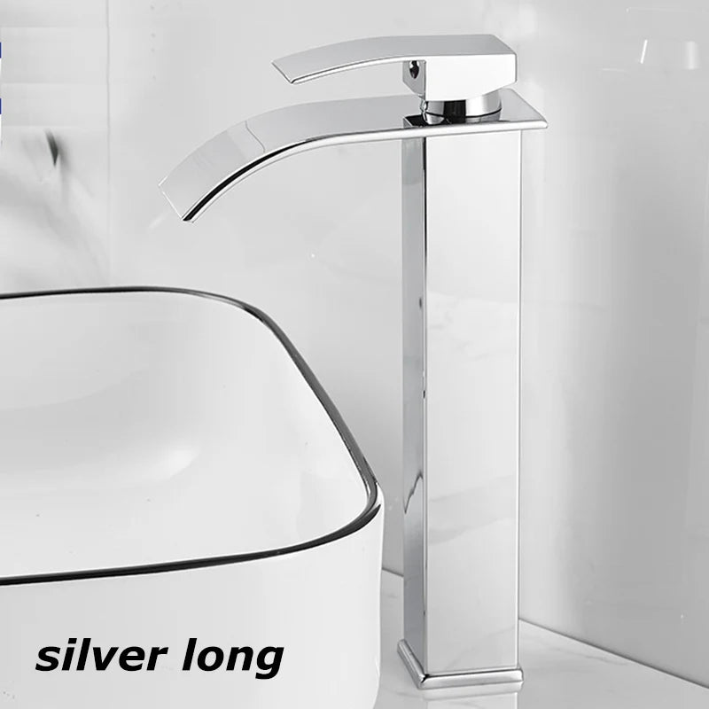 Splash-Proof Dual Control Countertop Waterfall Faucet Bathroom
