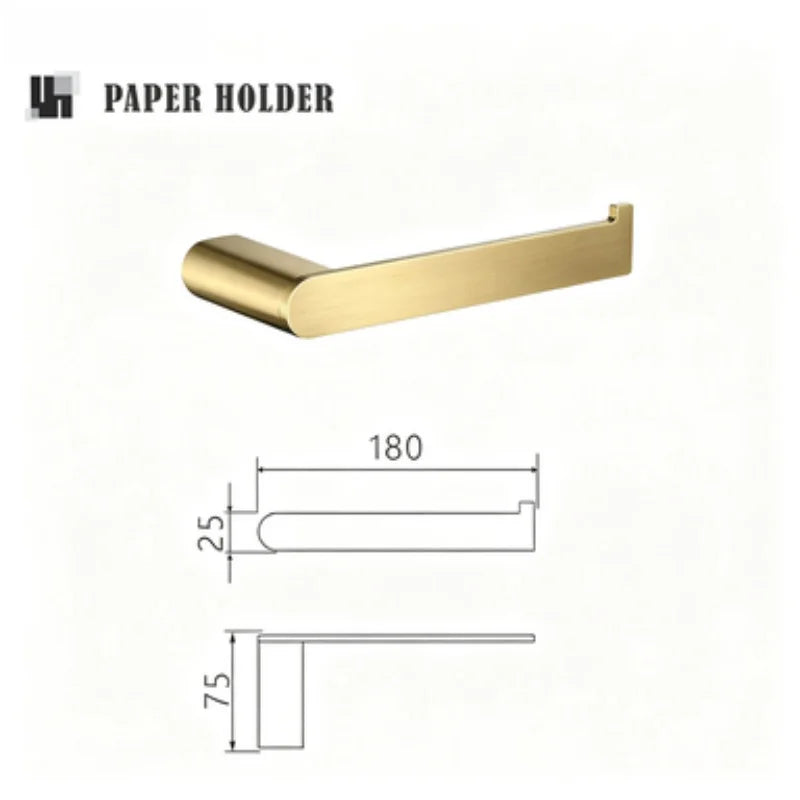 Brushed Gold Bathroom Toilet Brush Holder Toilet Paper