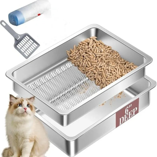 Stainless Steel Filter Cat Litter Basin Large Detachable