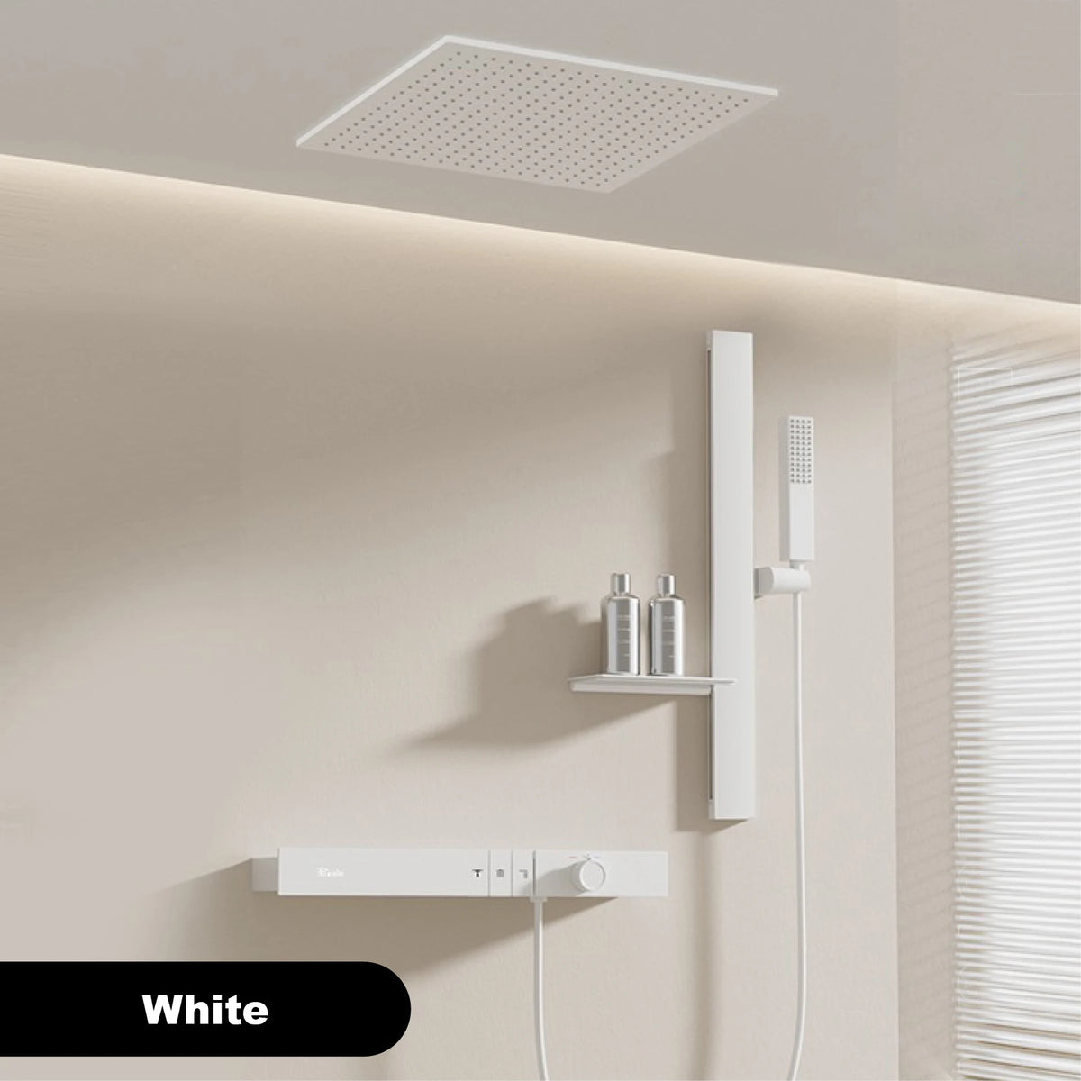 Luxury Ceiling Thermostatic Shower System Black Brass Function