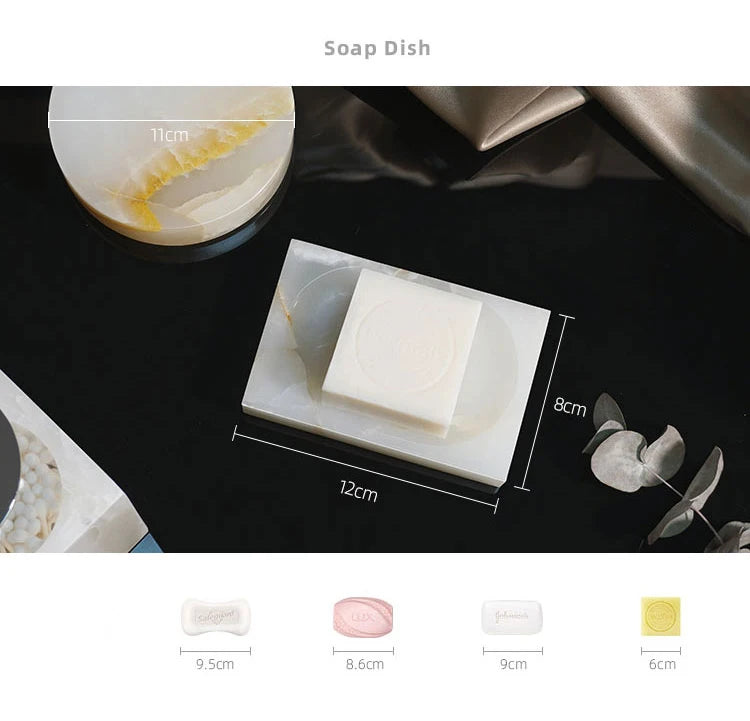 White Onyx Natural Marble Bathroom Elegant Soap Dispenser