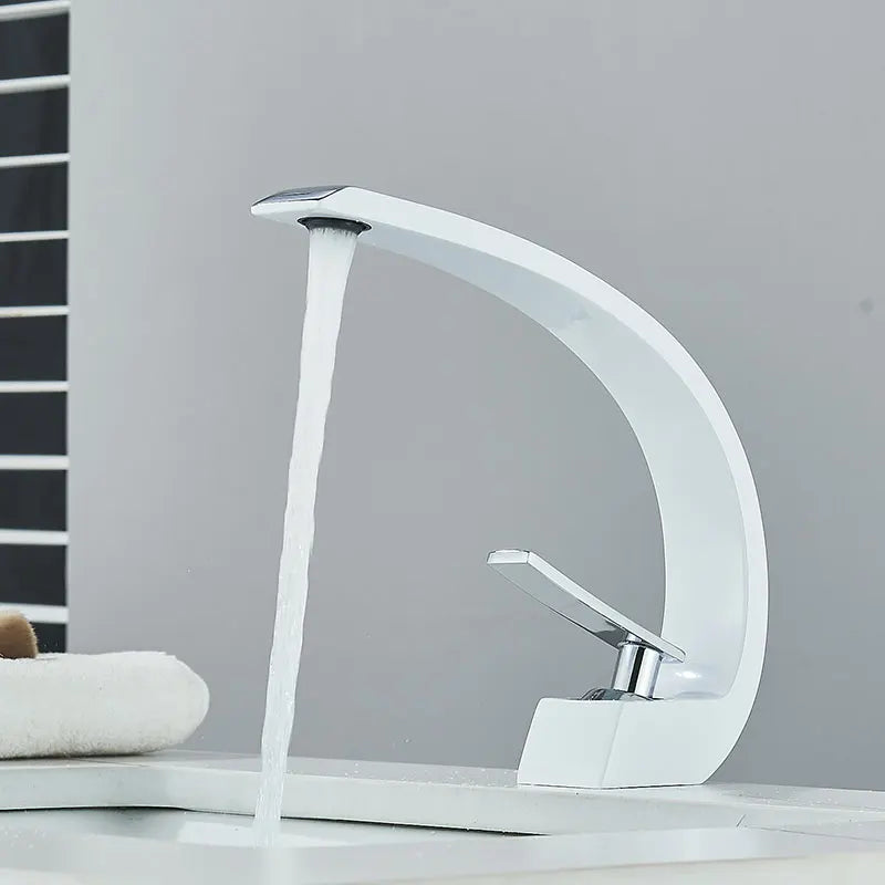 Black Chrome Bathroom Basin Faucet Deck Mount Cold