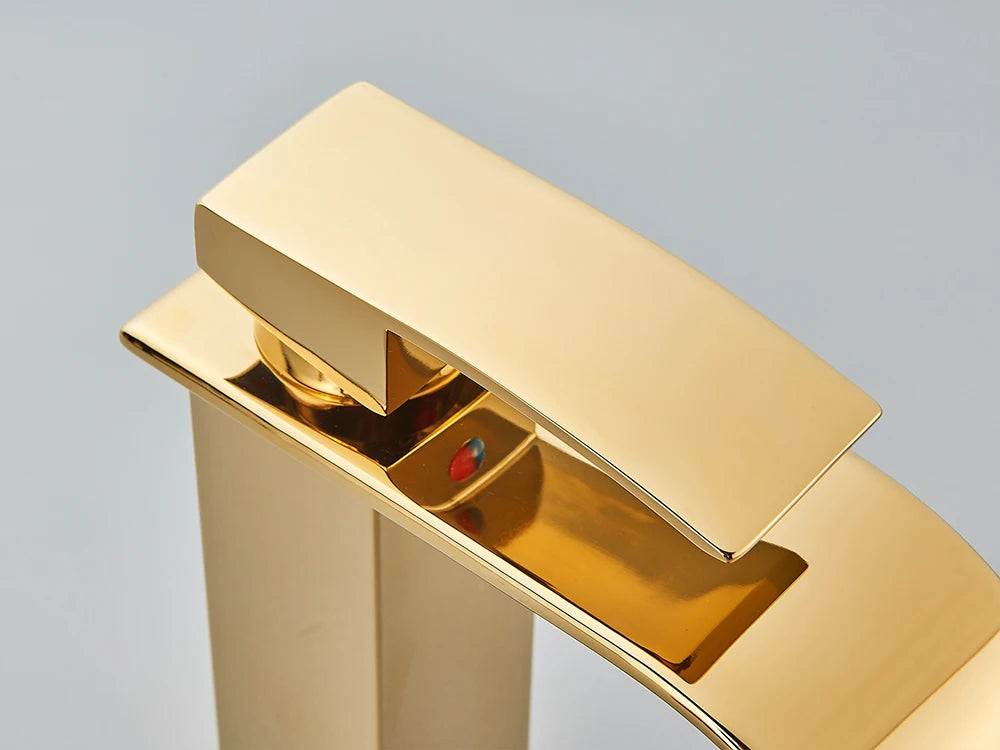 Brushed Gold Basin Sink Faucet Waterfall Outlet Vanity