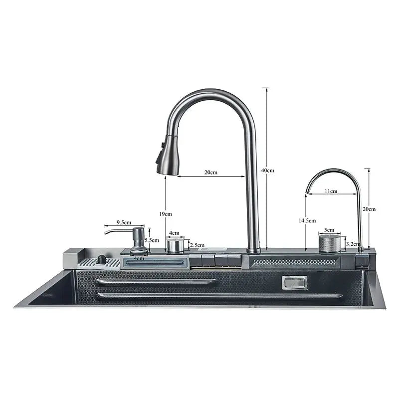 304 Stainless Steel Waterfall Sink Large Slot Integrated