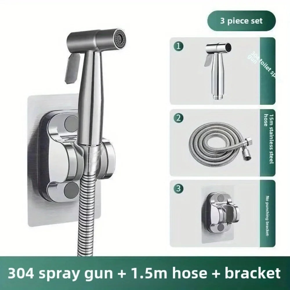 3pcs Stainless Steel Bidet Sprayer High Pressure Handheld