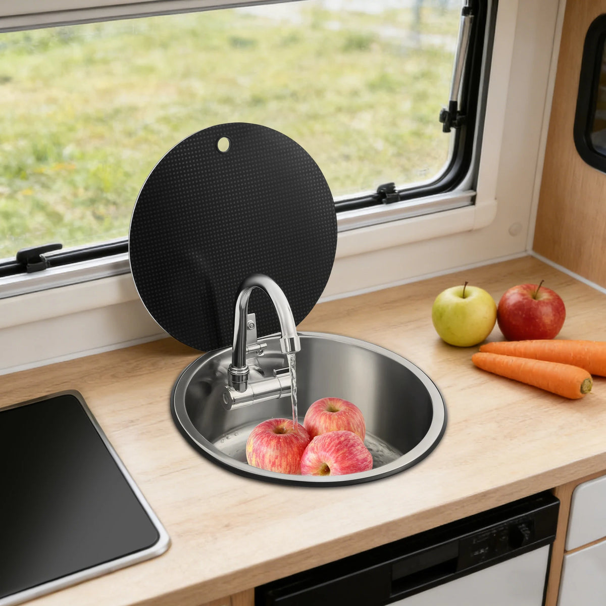 Rv Sink Camper Lid Foldable &Cold Faucet Pipes