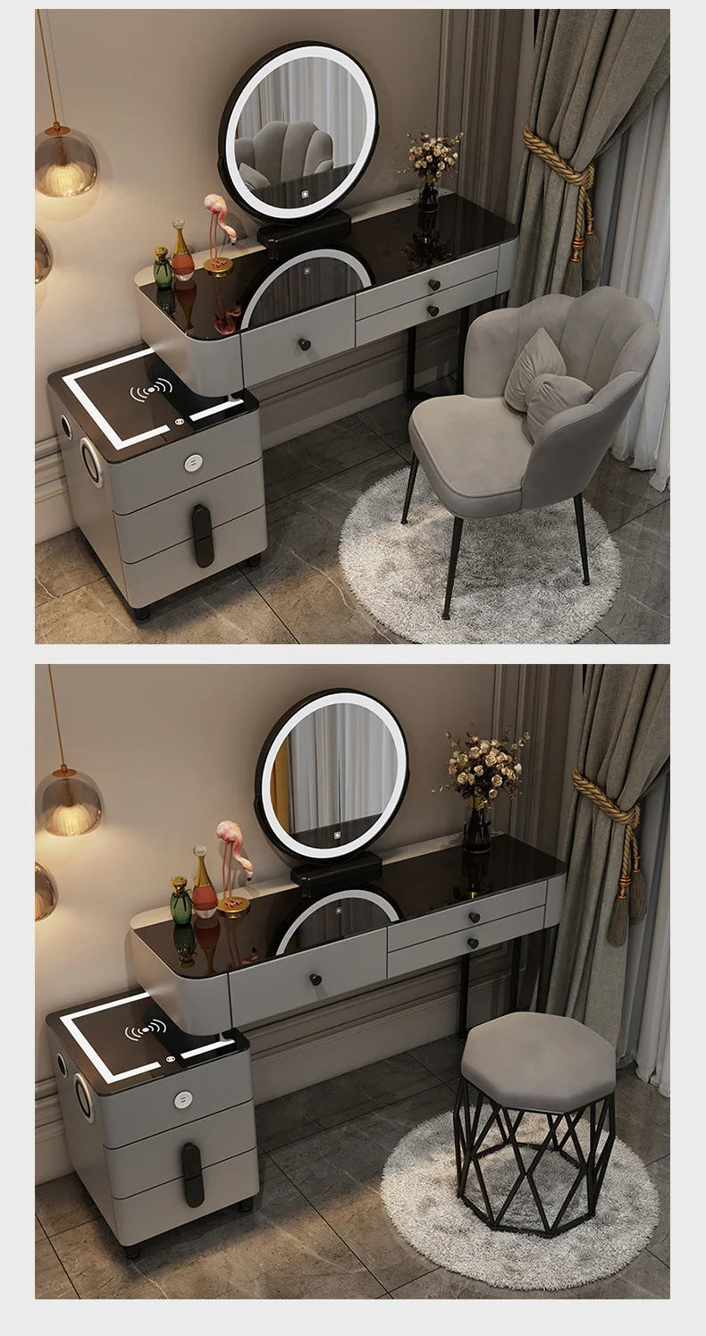 Nordic Glass Luxury Dressing Table Smart Wireless Charging