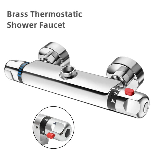 Bathroom Thermostatic Shower Faucet Brass Chrome Mixer Value
