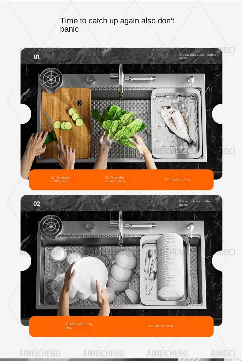 Digital Display Fly Rain Waterfall Large Sink 304
