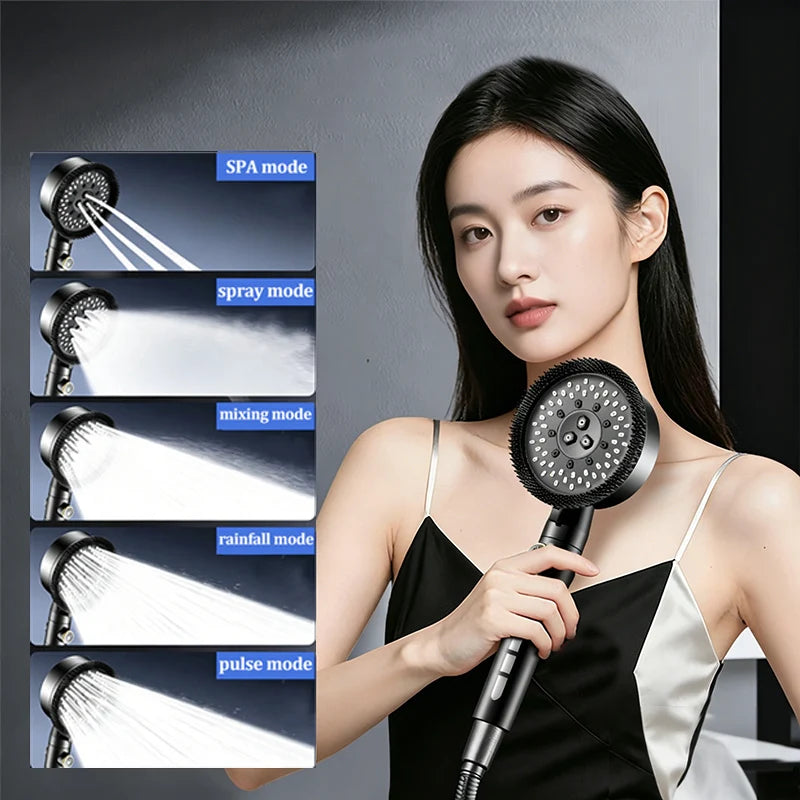 Modes High Pressure Turbo Shower Head Spa Massage