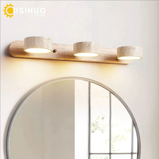 Rotatable Led Vanity Mirror Light Wabi Sabi Travertine