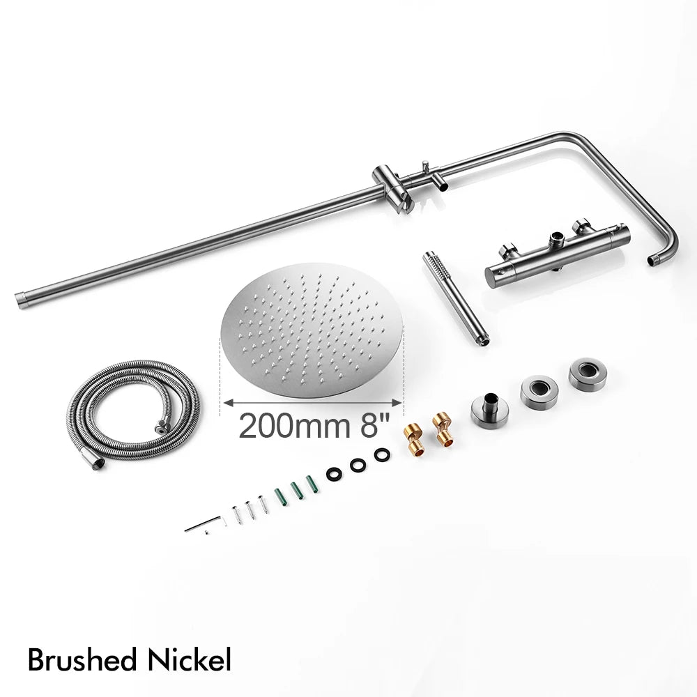 Thermostat Mixer Shower Wall Mount Bathroom Faucet Diverter