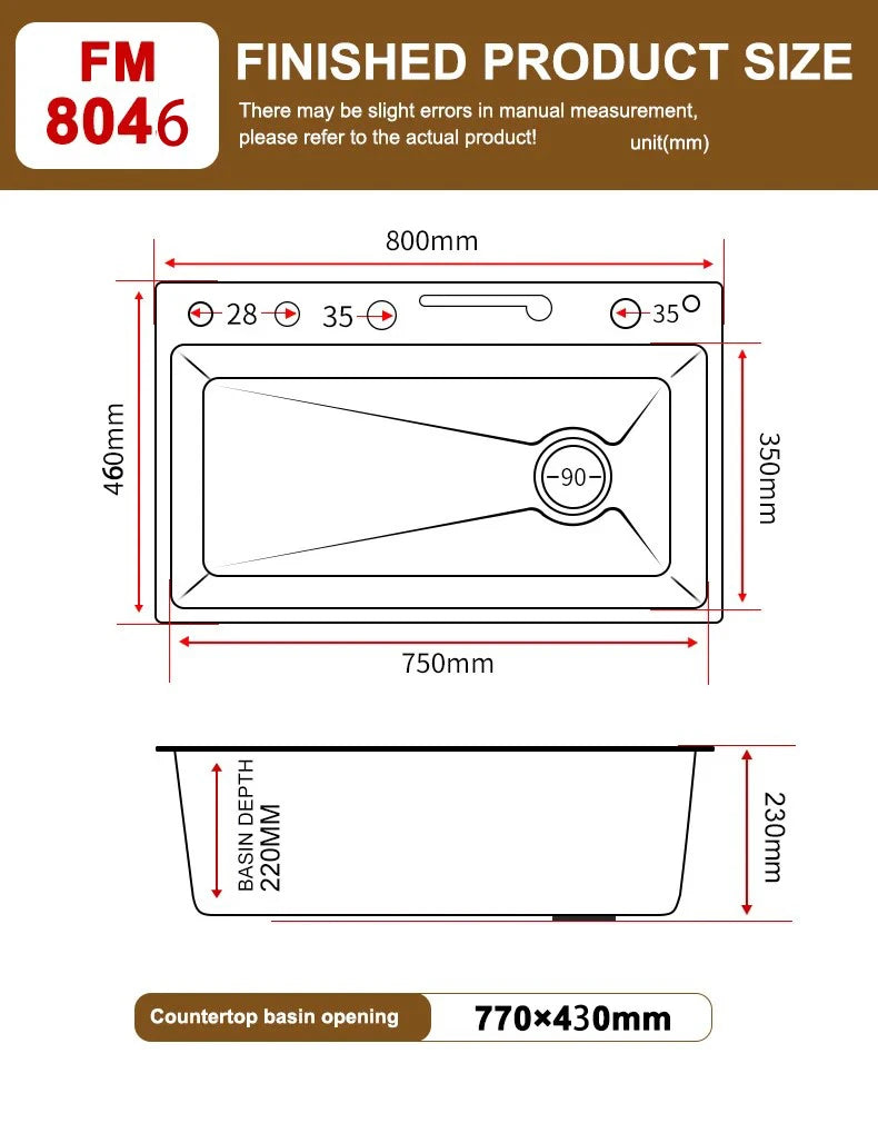 Waterfall Digital Display Sink Stainless Steel Wash Dish