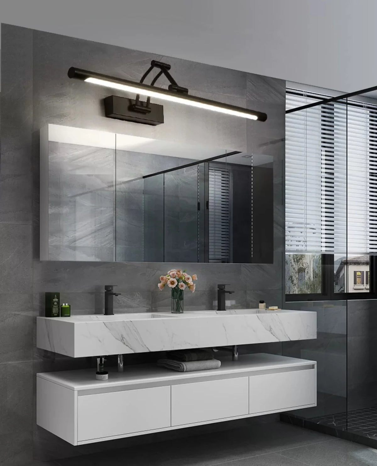 Modern Led Bathroom Vanity Light Adjustable Angle Black/White