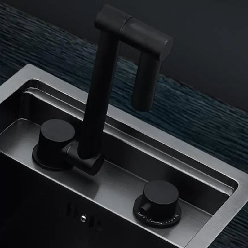 Black 304 Stainless Steel Sink Faucet Concealed Folding