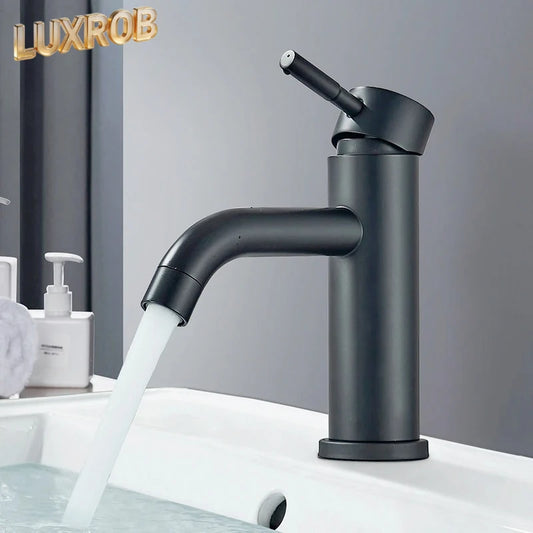 Matte Black Bathroom Basin Faucet Lever Sink Faucets