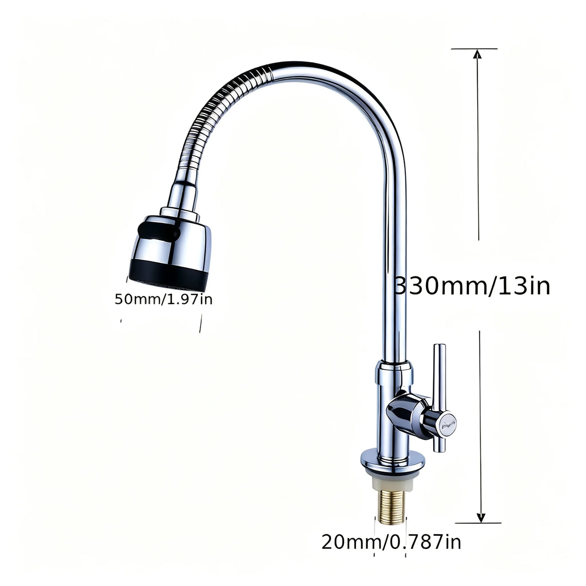 Chrome Polished Hole Sink Faucet Flexible Bendable Hose