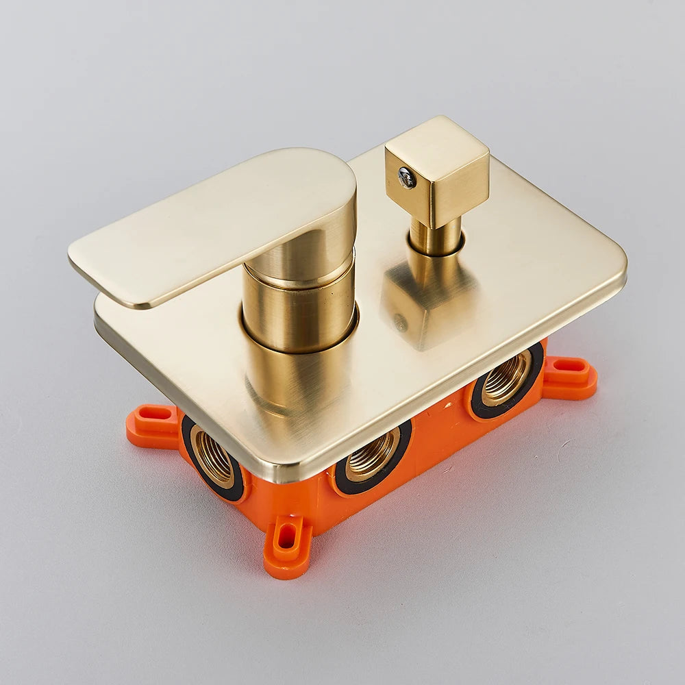 Brushed Gold Bathroom Shower Faucet 2/3 Way Rainfall