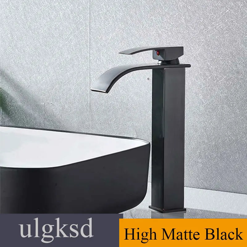 Waterfall Bathroom Basin Sink Faucet Handle Mixer Tap
