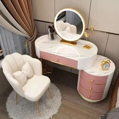 Pink White Vanity Table Women Luxury Nail European