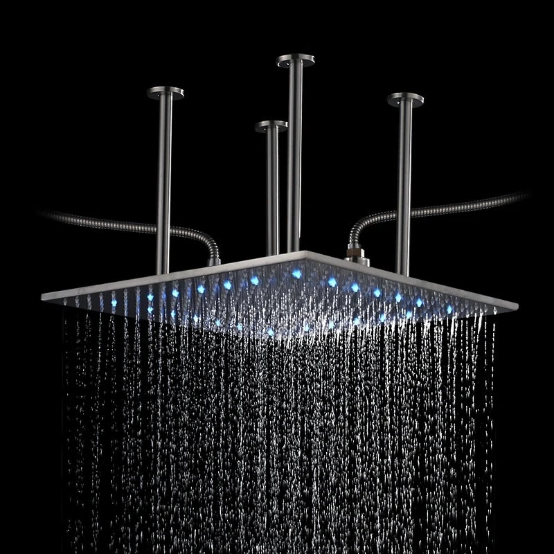 Luxury Brushed Nickel/Chrome/Black Led 16inch Rainfall Shower