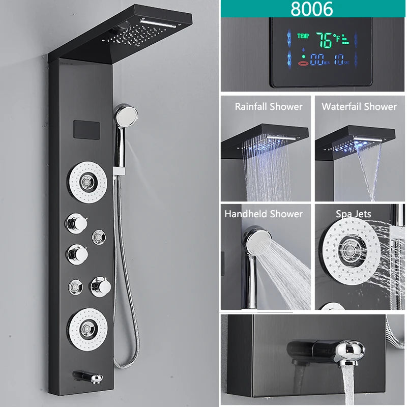 Led Light Bathroom Shower Faucet Led Rainfall Shower