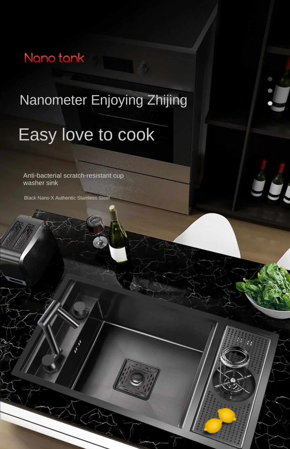 55cmx32cm 304 Nano Stainless Steel Hidden Sink Folding