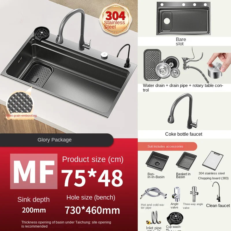 304 Stainless Steel Sink Black Large Slot Wash