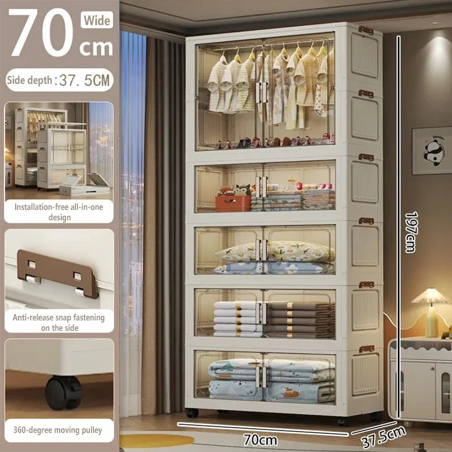 Multi-Functional Folding Storage Cabinet Doors White/Black/Gray
