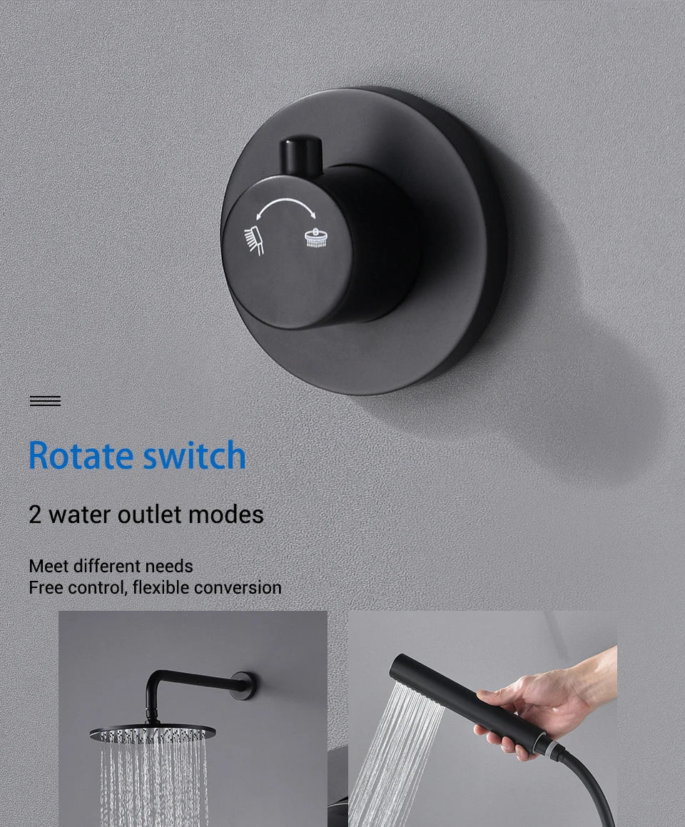 Bathroom Shower System Rainfall Shower Faucet Black Mixer
