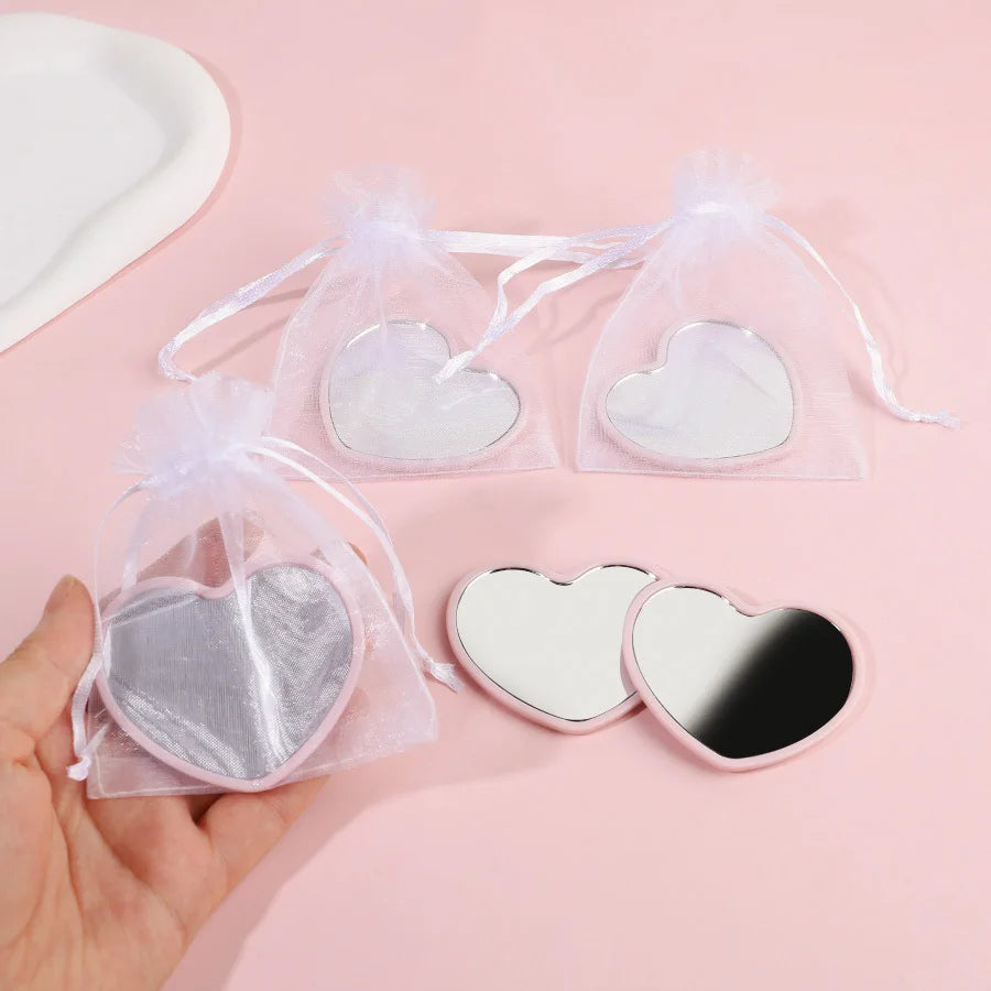 20pcs Gift - Pink Heart-Shaped Compact Vanity Mirrors