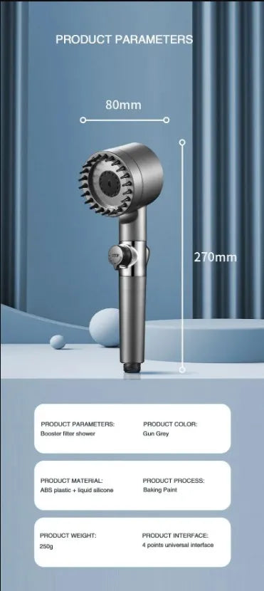 High Pressurized Filter Shower Head 3-Mode Adjustable Spray